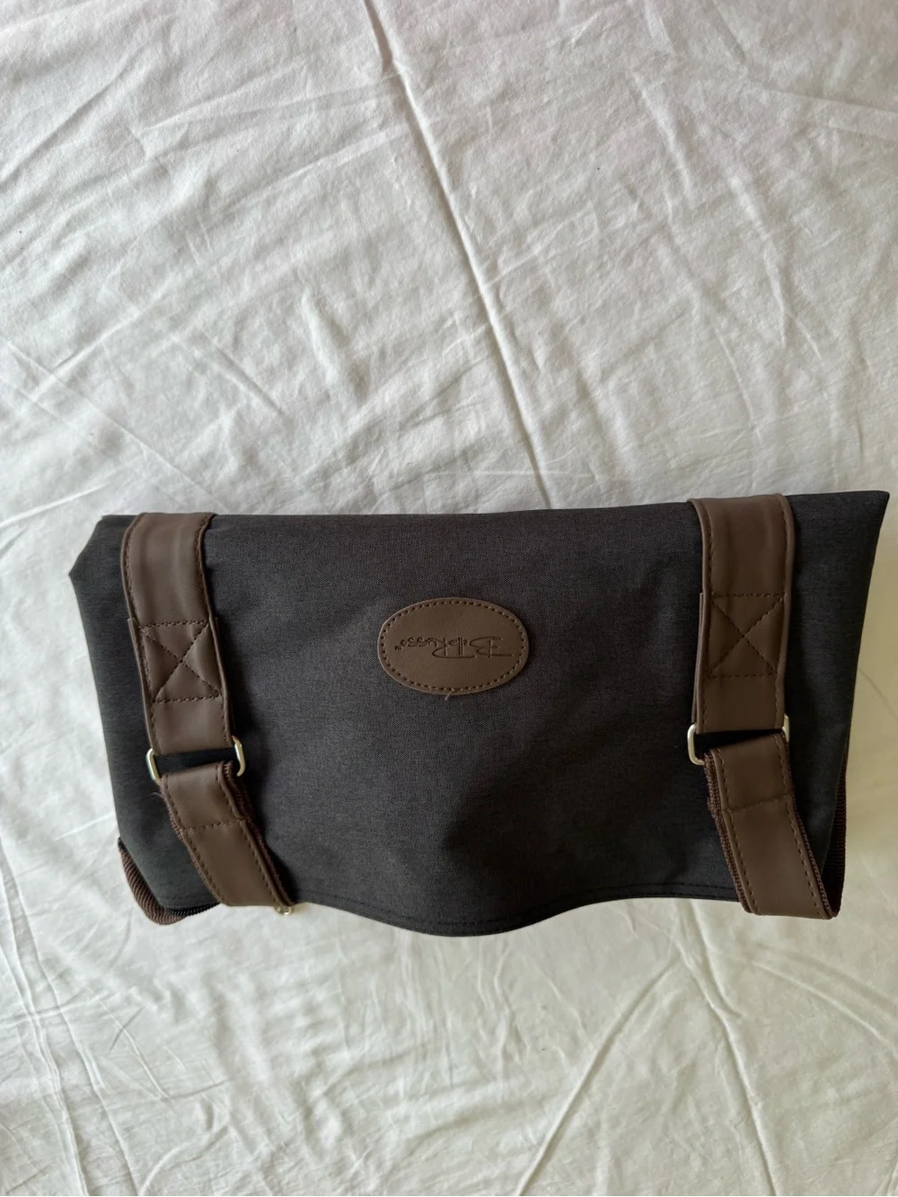 Bella Russo Canvas Duffel Bag 29”. Unisex. Dark Gray with Brown Handles